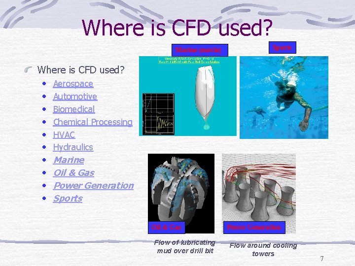 Where is CFD used? Marine (movie) Sports Where is CFD used? • Aerospace •