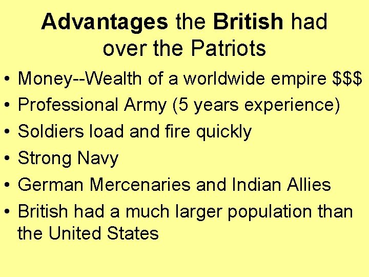 The American Revolution Chapter 6 Section 1 Who