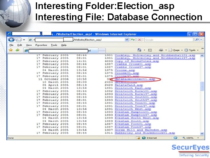 Interesting Folder: Election_asp Interesting File: Database Connection 