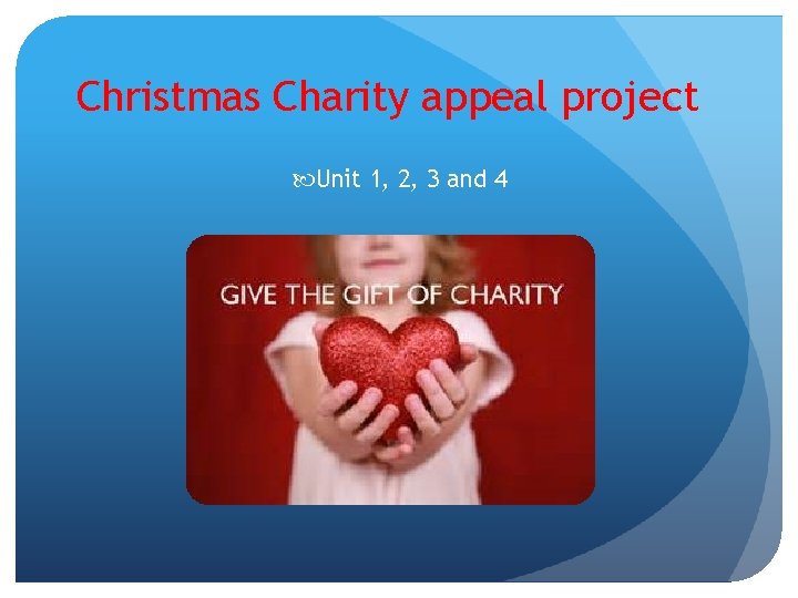 Christmas Charity appeal project Unit 1, 2, 3 and 4 