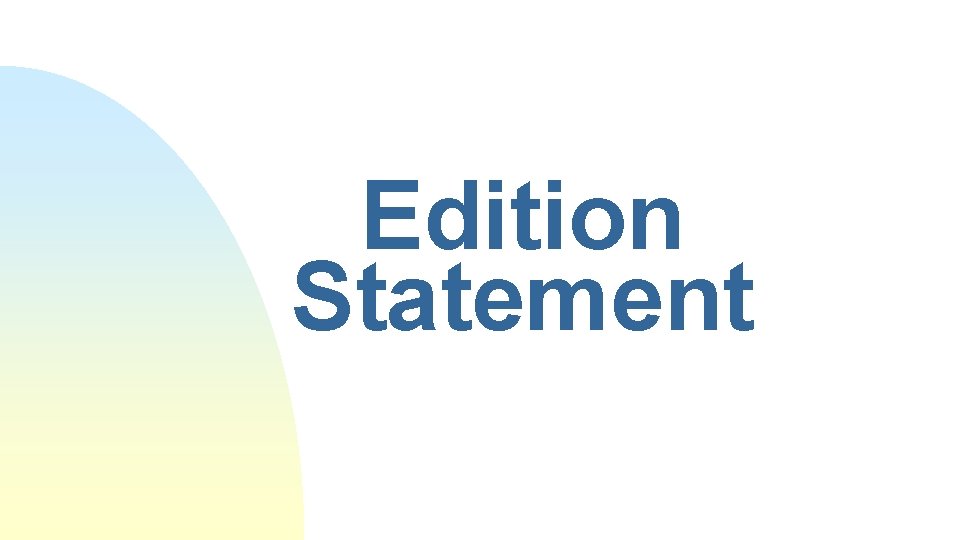 Edition Statement 