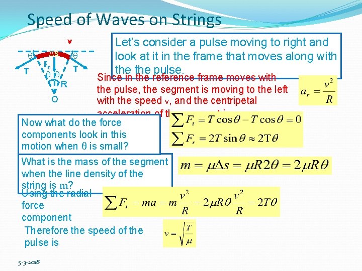 Speed of Waves on Strings v q T Ds Fr q q q T