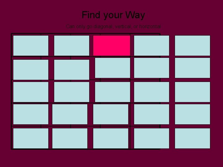 Find your Way Can only go diagonal, vertical, or horizontal 