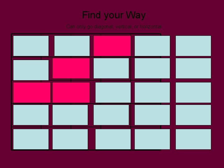 Find your Way Can only go diagonal, vertical, or horizontal 