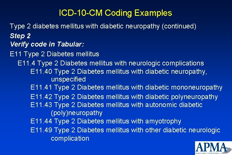 diabetes with/ neuropathy icd 10)
