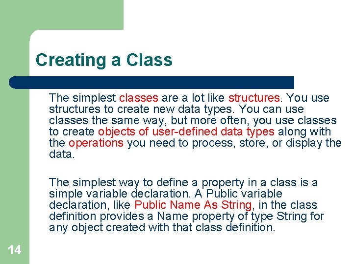 Lesson 8 Classes and Objects Microsoft Visual Basic