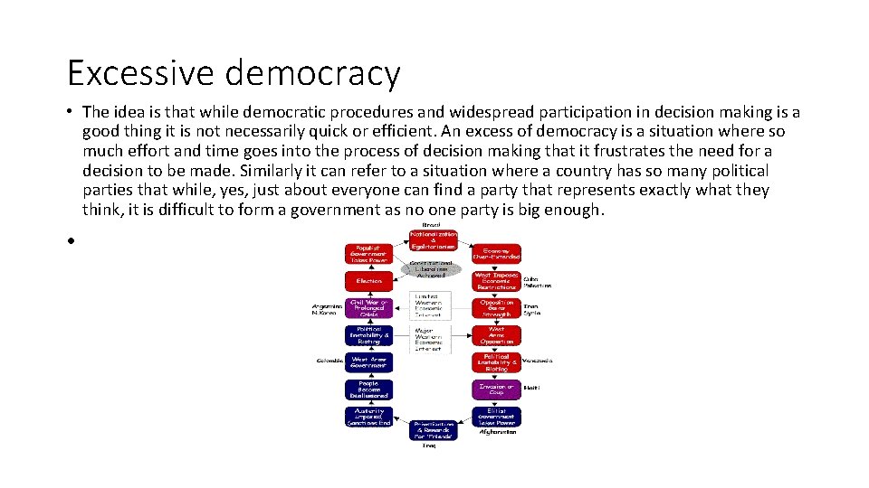 Excessive democracy • The idea is that while democratic procedures and widespread participation in