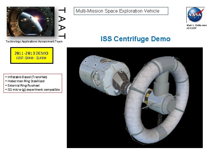 TAAT Technology Applications Assessment Team 2011 -2013 DEMO COST: $84 M - $143 M