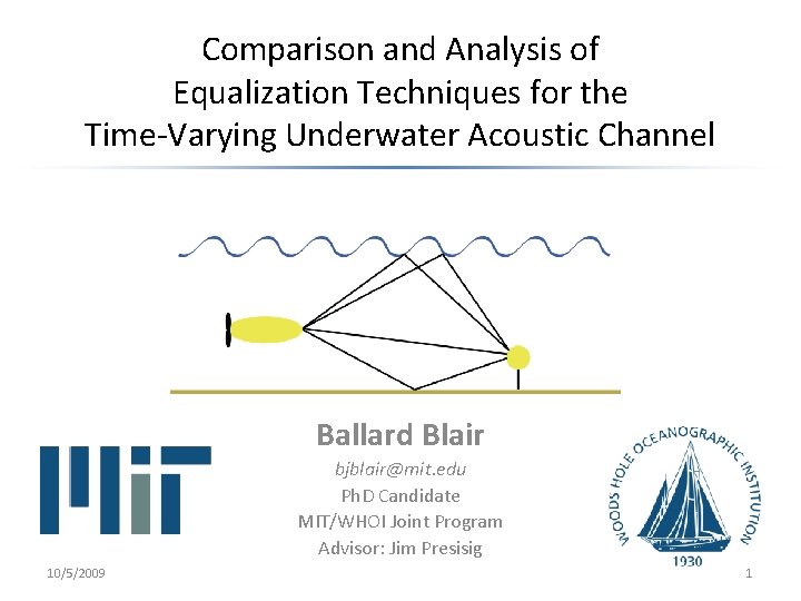 Comparison and Analysis of Equalization Techniques for the Time-Varying Underwater Acoustic Channel Ballard Blair