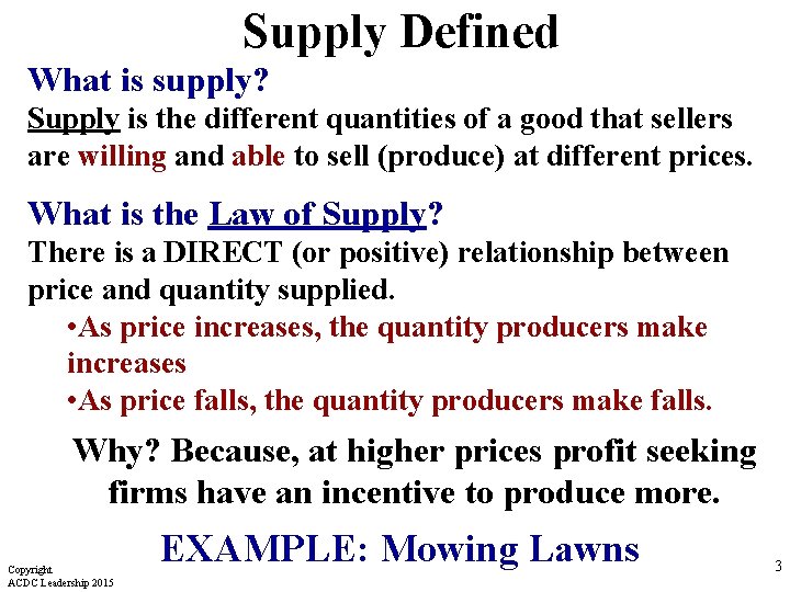 Supply Defined What is supply? Supply is the different quantities of a good that Supply Defined What is supply? Supply is the different quantities of a good that