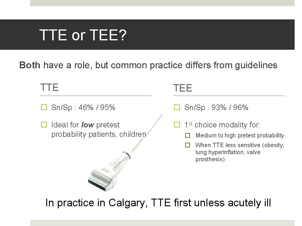TTE or TEE? Both have a role, but common practice differs from guidelines TTE