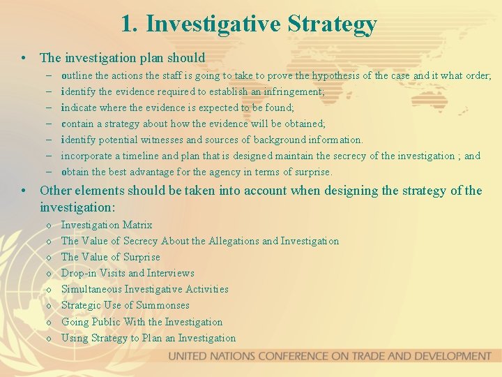 Investigation Strategy Plenary I Overview of AntiCartel Enforcement Manual Chapters