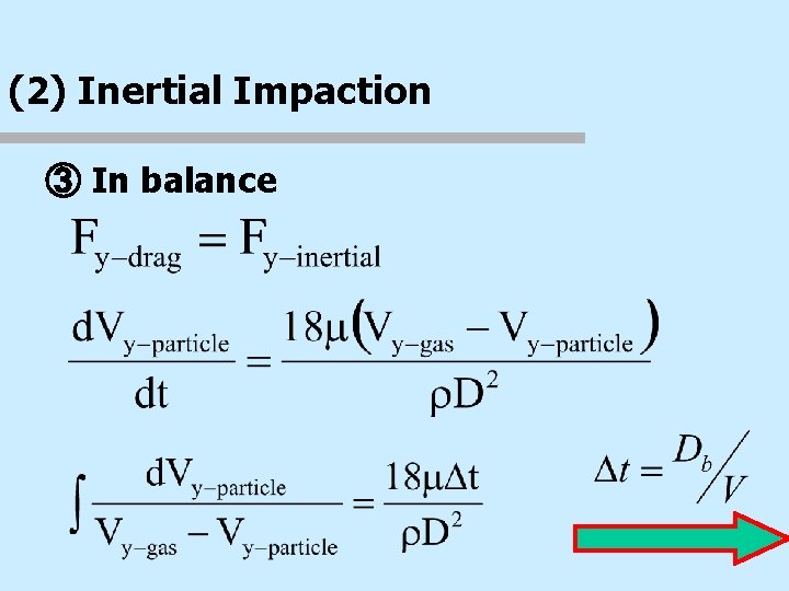 (2) Inertial Impaction ③ In balance 