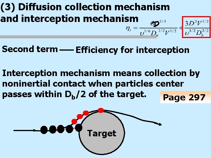 (3) Diffusion collection mechanism and interception mechanism Second term Efficiency for interception Interception mechanism