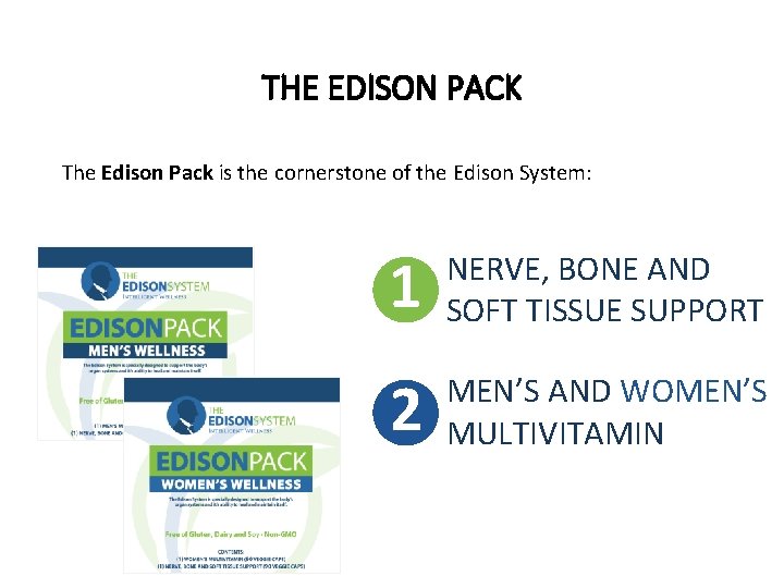 THE EDISON PACK The Edison Pack is the cornerstone of the Edison System: 1
