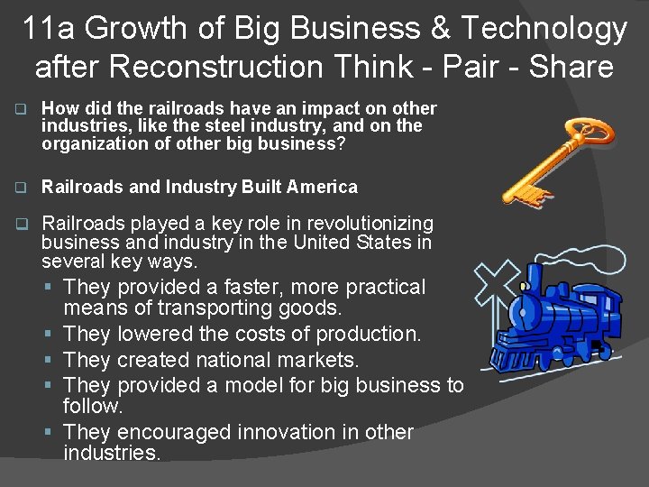 11 a Growth of Big Business & Technology after Reconstruction Think - Pair - 11 a Growth of Big Business & Technology after Reconstruction Think - Pair -