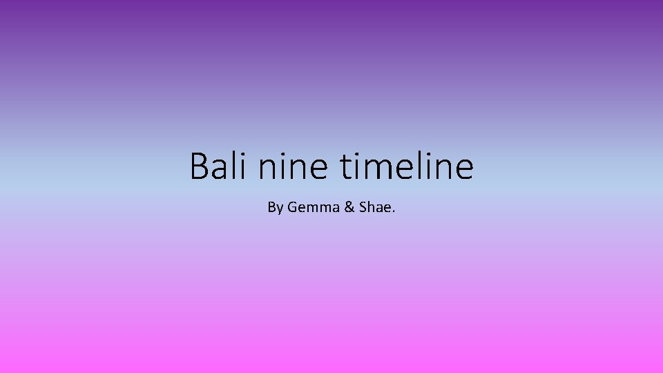 Bali nine timeline By Gemma & Shae. 