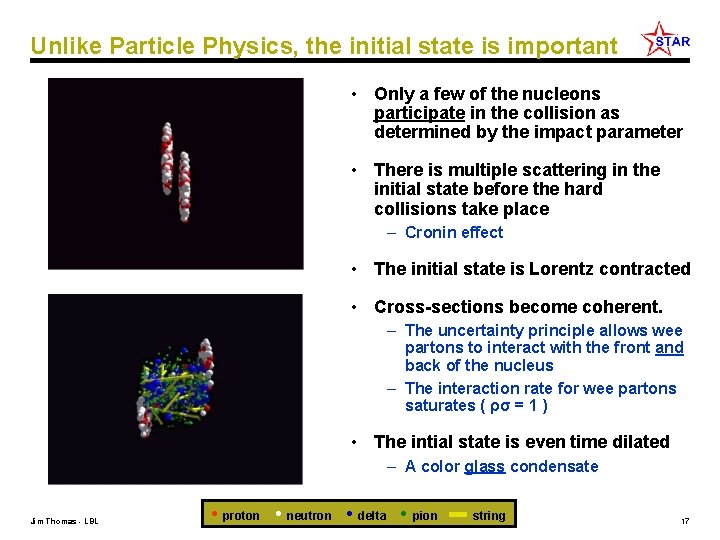 Unlike Particle Physics, the initial state is important • Only a few of the