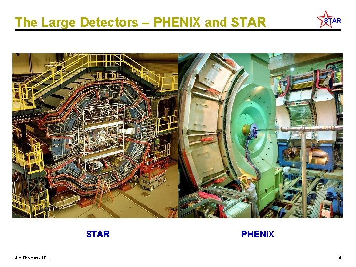 The Large Detectors – PHENIX and STAR Jim Thomas - LBL PHENIX 4 