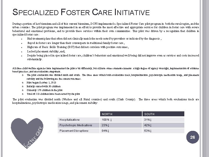 SPECIALIZED FOSTER CARE INITIATIVE During a portion of last biennium and all of this