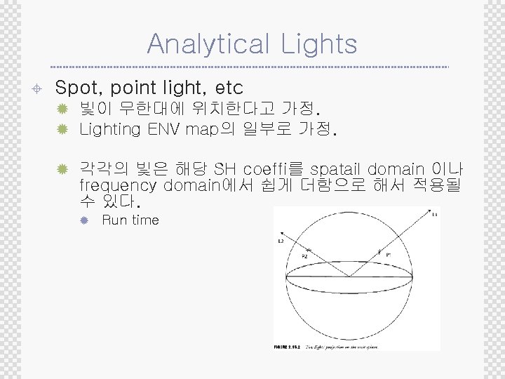 Analytical Lights ± Spot, point light, etc ® 빛이 무한대에 위치한다고 가정. ® Lighting