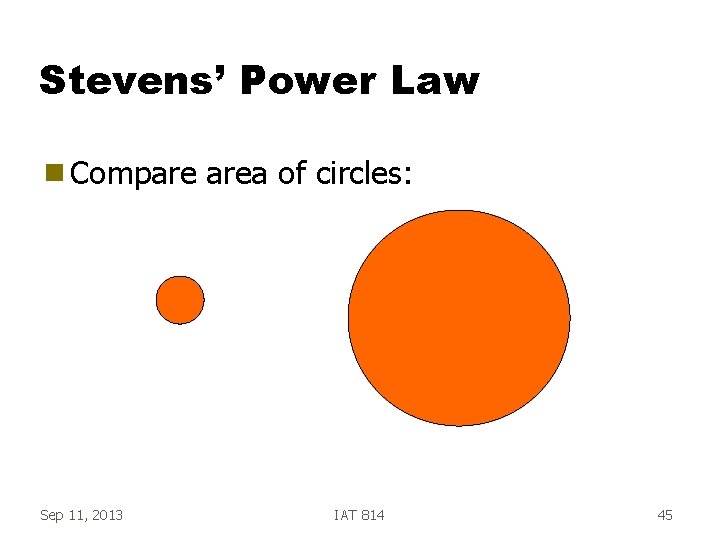 Stevens’ Power Law g Compare Sep 11, 2013 area of circles: IAT 814 45