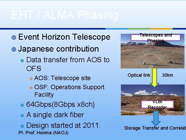 EHT / ALMA Phasing ¥ Event Horizon Telescope ¥ Japanese contribution ¥ Telescopes and