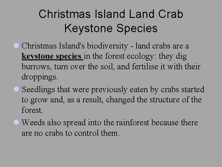 Christmas Island Land Crab Keystone Species l Christmas Island's biodiversity - land crabs are