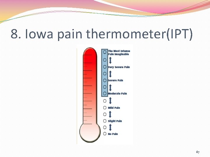 8. Iowa pain thermometer(IPT) 67 