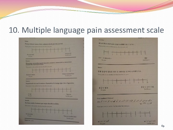 10. Multiple language pain assessment scale 69 