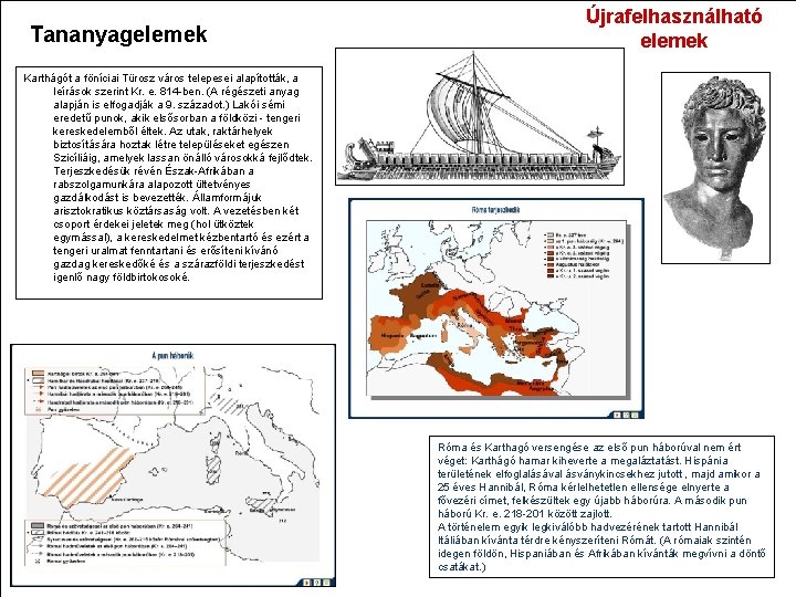 Tananyagelemek Újrafelhasználható elemek Karthágót a föníciai Türosz város telepesei alapították, a leírások szerint Kr.