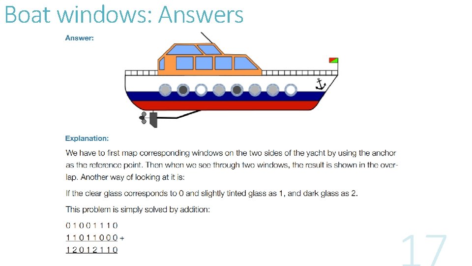 Boat windows: Answers 