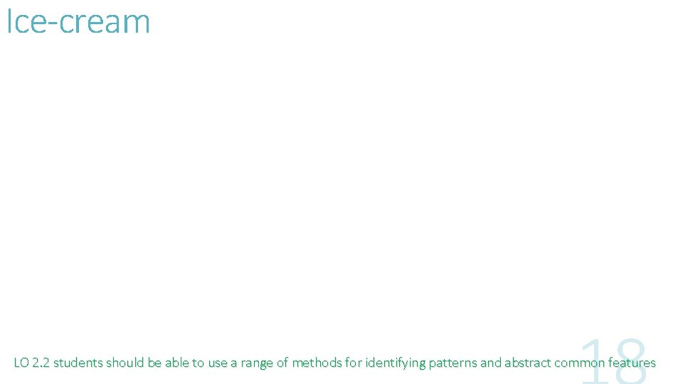 Ice-cream LO 2. 2 students should be able to use a range of methods