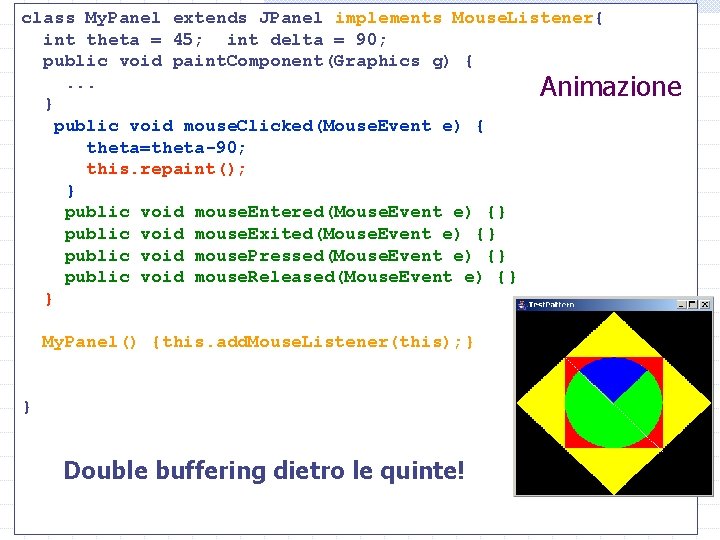 class My. Panel extends JPanel implements Mouse. Listener{ int theta = 45; int delta