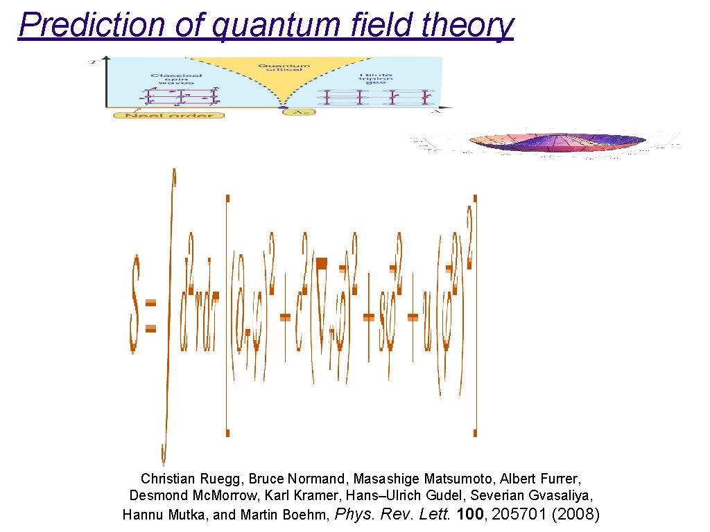 Prediction of quantum field theory Christian Ruegg, Bruce Normand, Masashige Matsumoto, Albert Furrer, Desmond