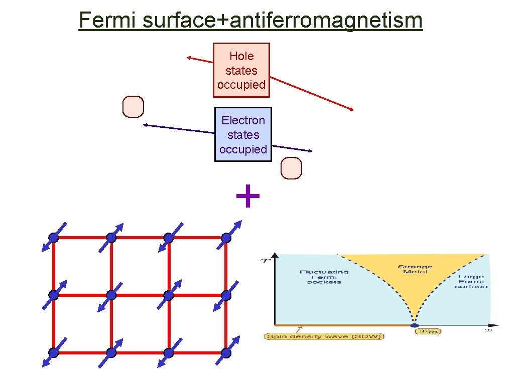 Fermi surface+antiferromagnetism Hole states occupied Electron states occupied + 