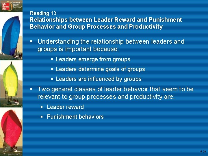 Reading 13 Relationships between Leader Reward and Punishment Behavior and Group Processes and Productivity
