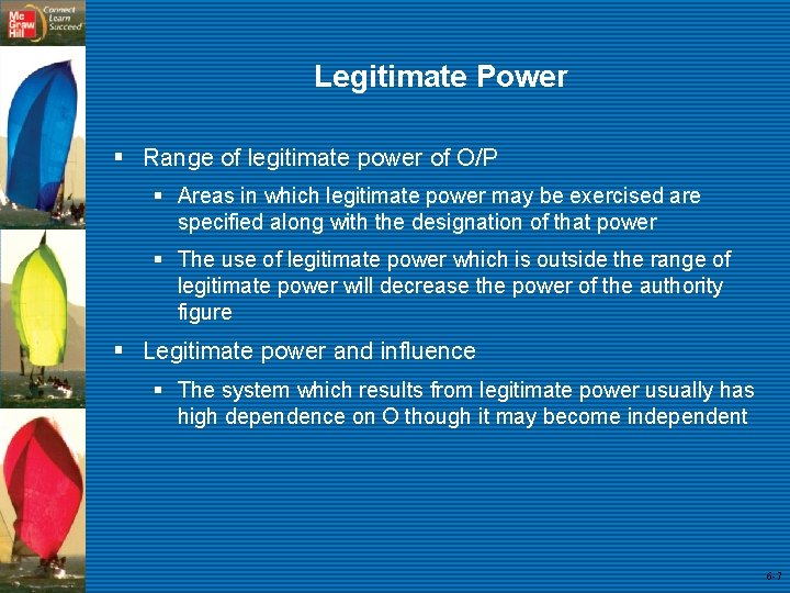 Legitimate Power § Range of legitimate power of O/P § Areas in which legitimate