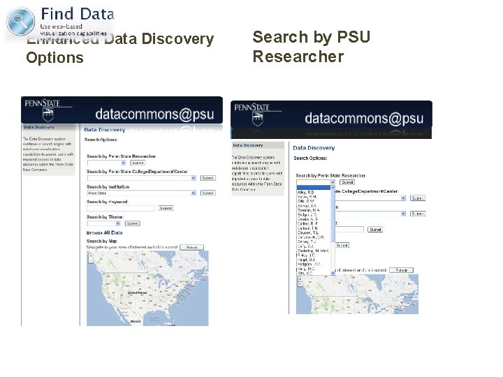 Enhanced Data Discovery Options Search by PSU Researcher 