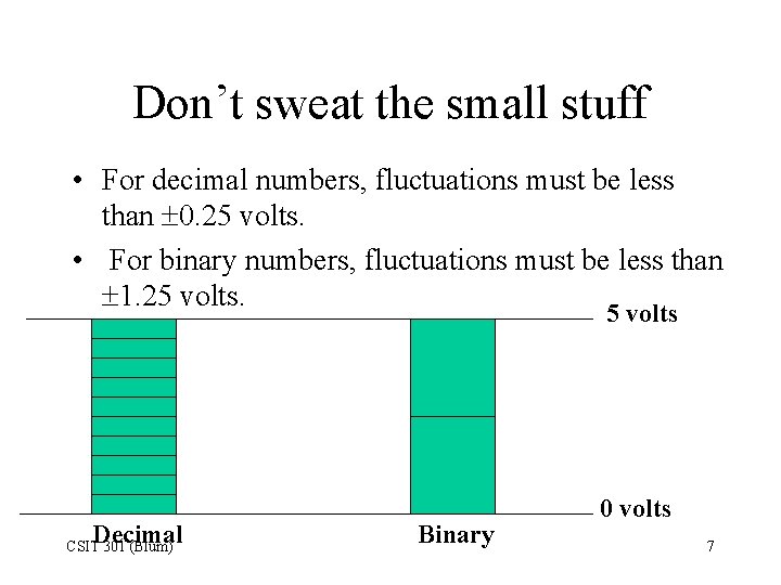 Don’t sweat the small stuff • For decimal numbers, fluctuations must be less than