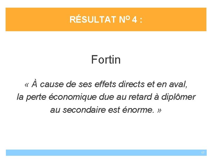 RÉSULTAT NO 4 : Fortin « À cause de ses effets directs et en