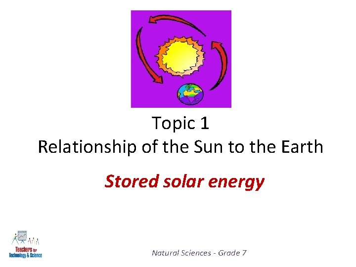 Topic 1 Relationship of the Sun to the Earth Stored solar energy Natural Sciences