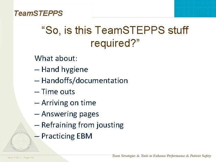 Team. STEPPS “So, is this Team. STEPPS stuff required? ” What about: – Hand