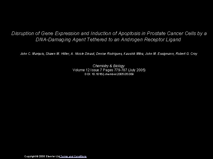 Disruption of Gene Expression and Induction of Apoptosis in Prostate Cancer Cells by a