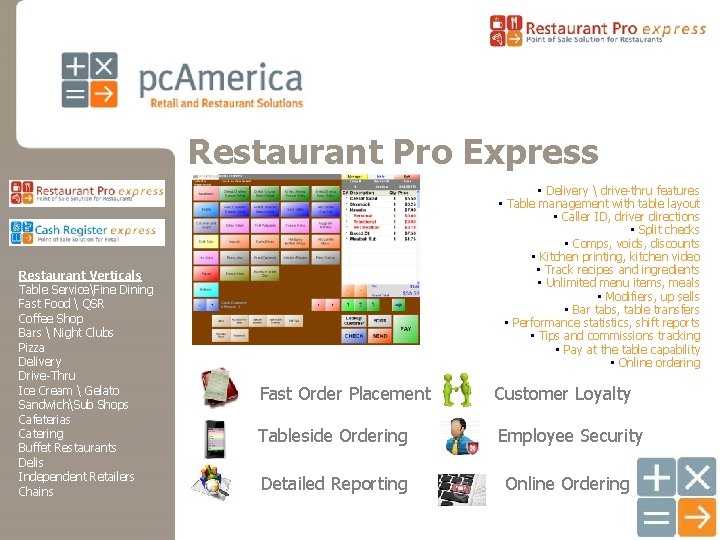 Restaurant Pro Express Restaurant Verticals Table ServiceFine Dining Fast Food  QSR Coffee Shop