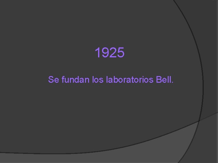 1925 Se fundan los laboratorios Bell. 