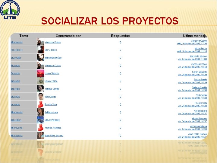 SOCIALIZAR LOS PROYECTOS 