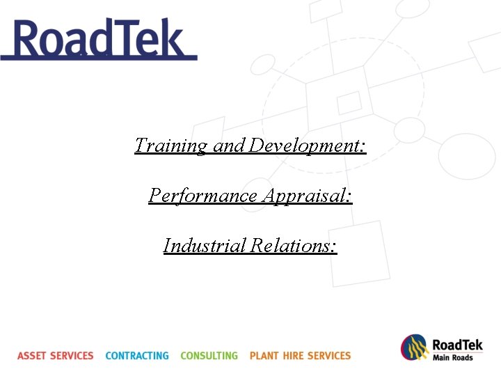 Training and Development: Performance Appraisal: Industrial Relations: Training and Development: Performance Appraisal: Industrial Relations: