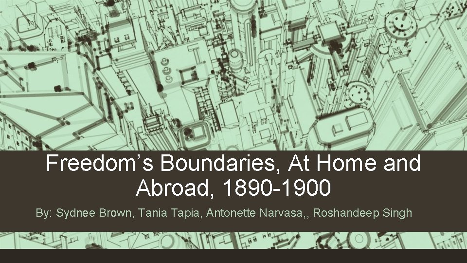 Freedom’s Boundaries, At Home and Abroad, 1890 -1900 By: Sydnee Brown, Tania Tapia, Antonette
