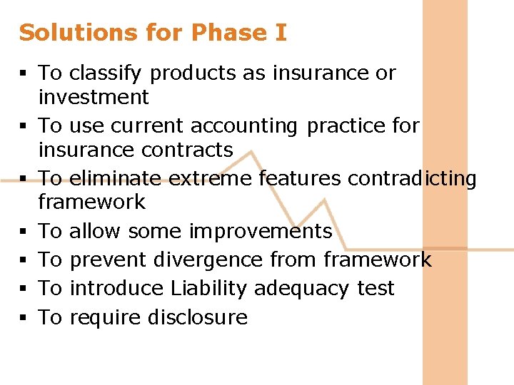 Solutions for Phase I § To classify products as insurance or investment § To Solutions for Phase I § To classify products as insurance or investment § To